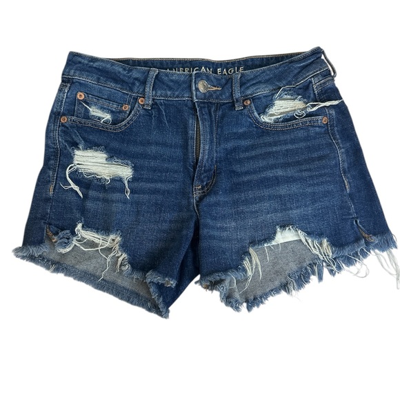 American Eagle Outfitters Pants - American Eagle, Tomgirl Blue Denim Distressed Shorts, Size 2
